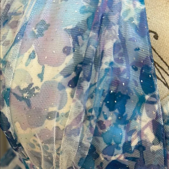 Prom! Elegant Blue Floral Halter Dress - Summer Weddings, Special Occasion - Picture 3 of 8